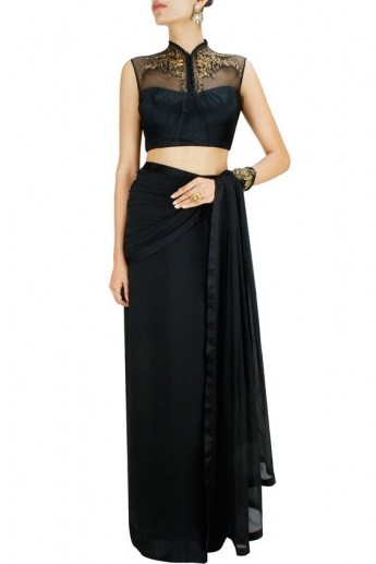 Black Embroidered Saree