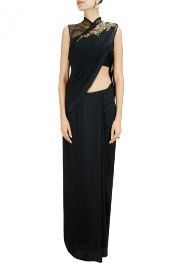 Black Embroidered Saree