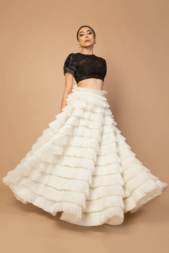 White Crop Top And Skirt