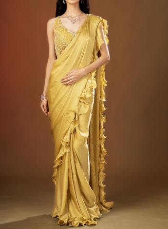 Yellow Ruffle Saree