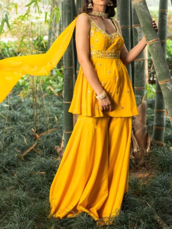 Yellow Sharara Suit