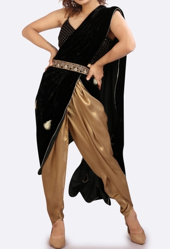 Black Dhoti Pant Saree