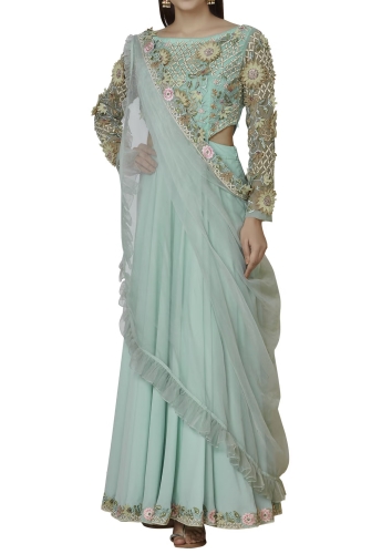 Light Blue Saree Gown