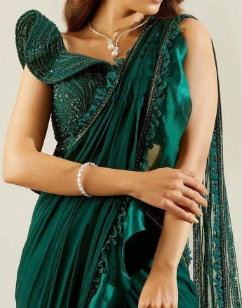 Green Ruffle Saree