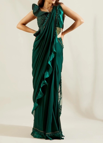 Green Ruffle Saree