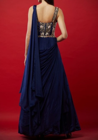 Blue Gown Saree