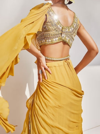 Yellow Ruffle Saree