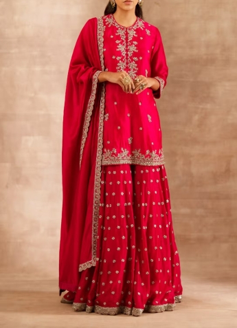 Red Sharara Suit