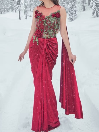 Red Saree Gown