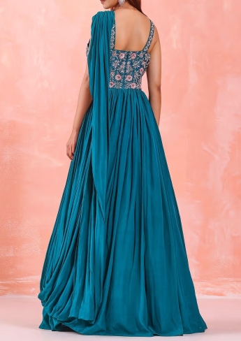 Blue Saree Gown