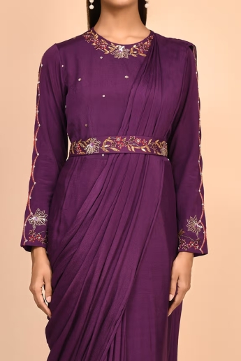 Purple Saree Gown