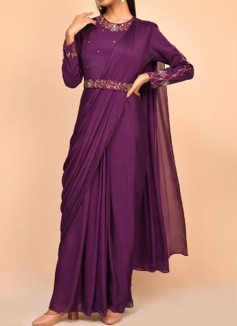 Purple Saree Gown