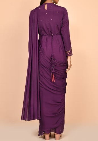 Purple Saree Gown