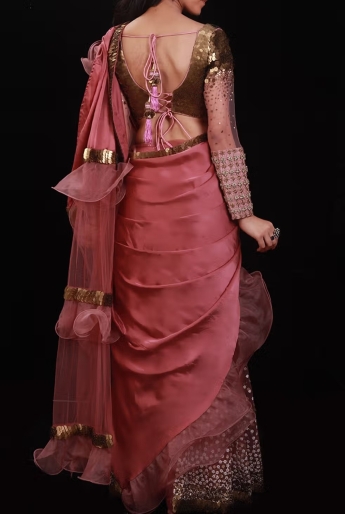 Rosy Brown Ruffle Saree