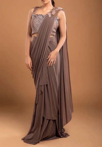 Gray Draped Saree