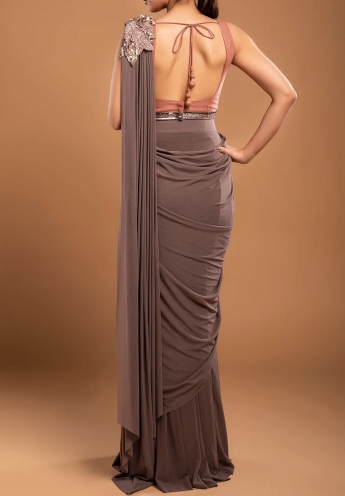 Gray Draped Saree