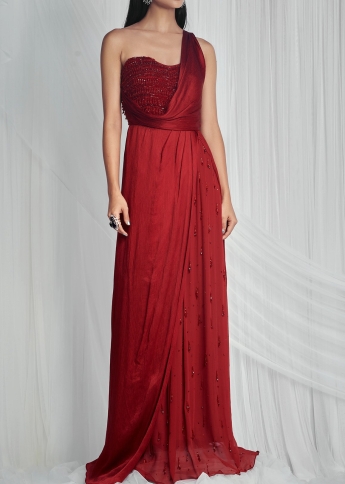 Red Saree Gown