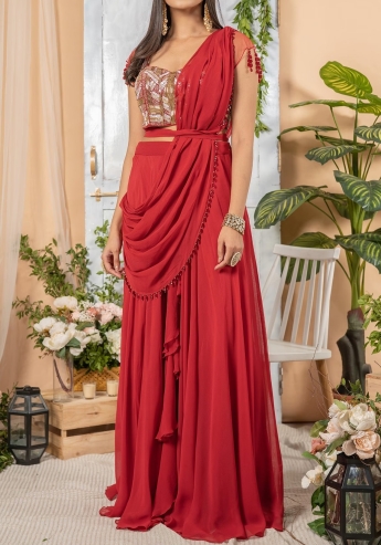 Most Appealing & Stylish Indian Saree Gown Designs Collection for Wedding  2022 | Long blouse designs, Long sleeve saree blouse, Saree wearing styles