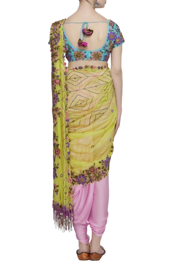 Yellow Dhoti Saree Set