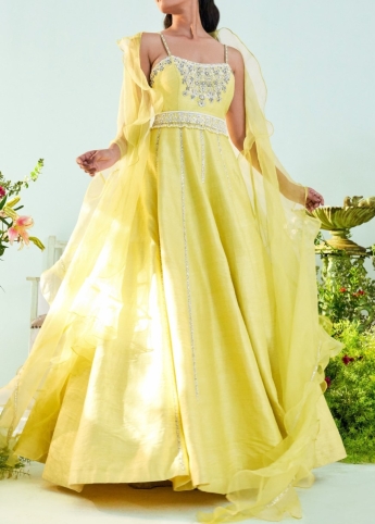 Yellow Long Dress With Dupatta