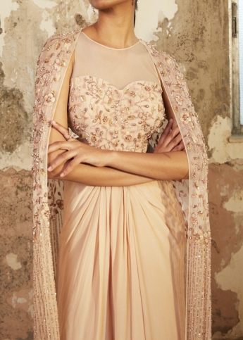 Peach Long Dress With Dupatta