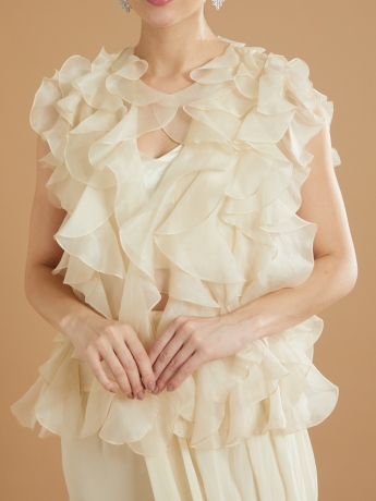 Ivory Ruffle Saree Set