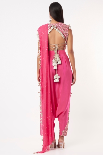 Pink Dhoti Saree Set