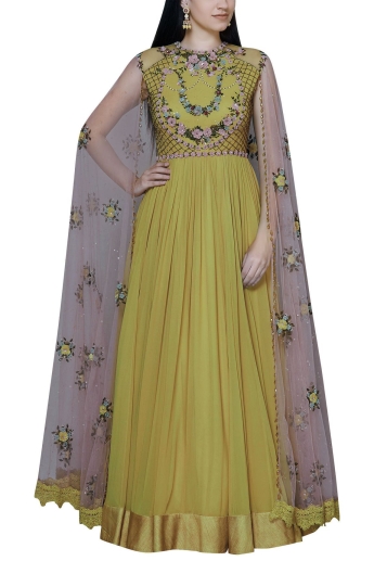 Izmir Embroidered Cape with Ombré Gown – NACHIKET BARVE