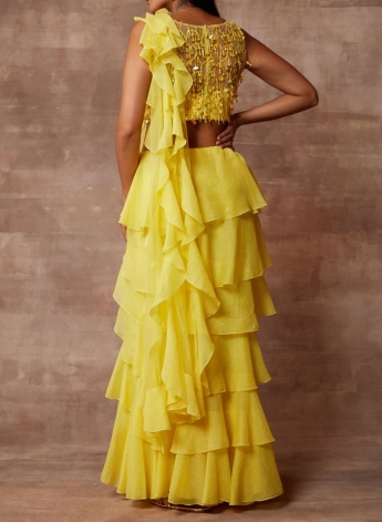 Yellow Ruffle Saree