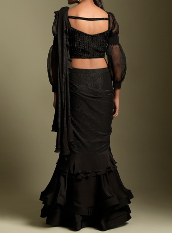 Black Ruffle Saree