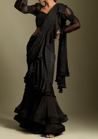 Black Ruffle Saree