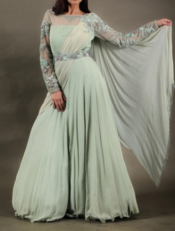 Powder Blue Saree Gown
