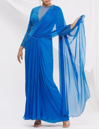 Blue Saree Gown