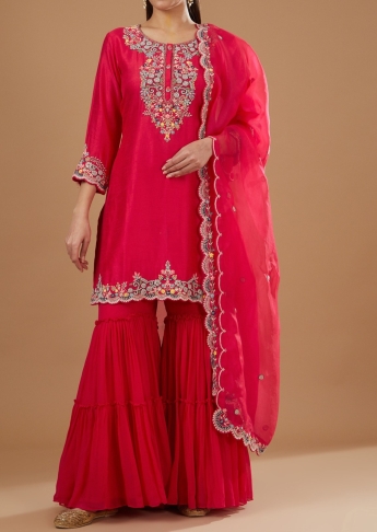 Red Sharara Suit