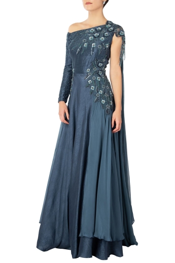 Teal Blue Color Gown