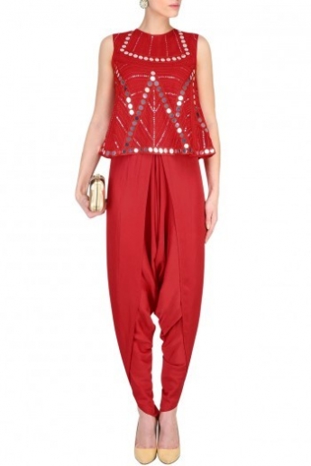 Red Color Dhoti Dress