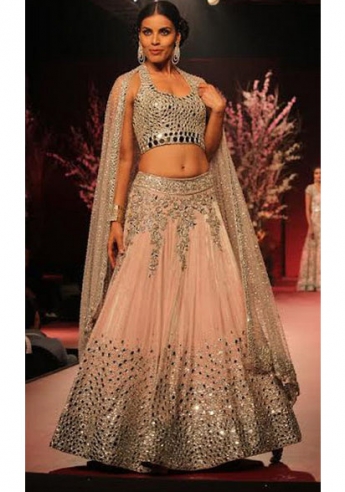 Off White Color Mirror Work Lehenga