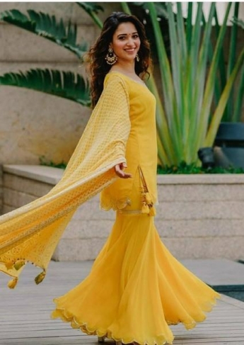 yellow simple sharara