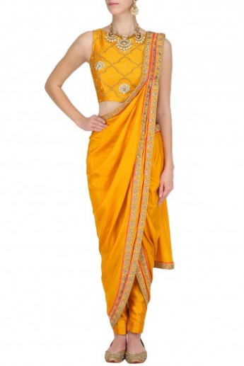 Yellow Color Dhoti Saree