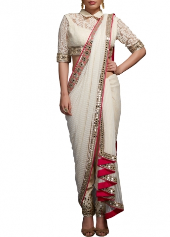 White Color Dhoti Saree