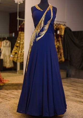 Blue Color Saree Gown