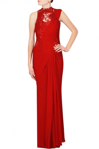 Red Color Saree Gown