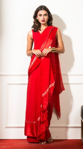 Red Color Saree Gown