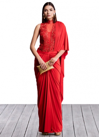 Red Color Saree Gown