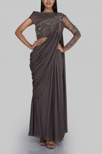 Gray Color Saree Gown