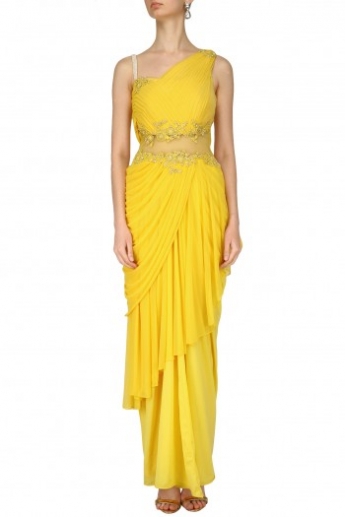 Yellow Color Saree Gown